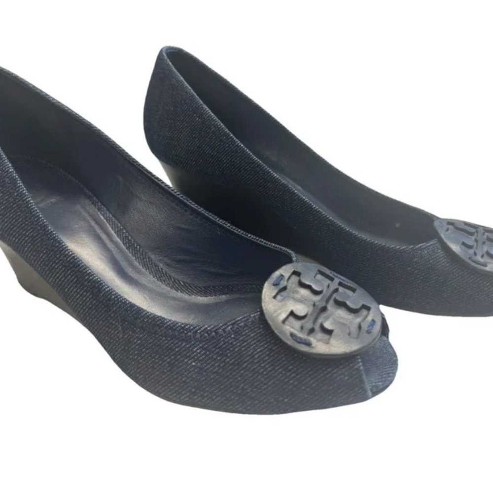 Tory Burch Blue Wedge Shoes
